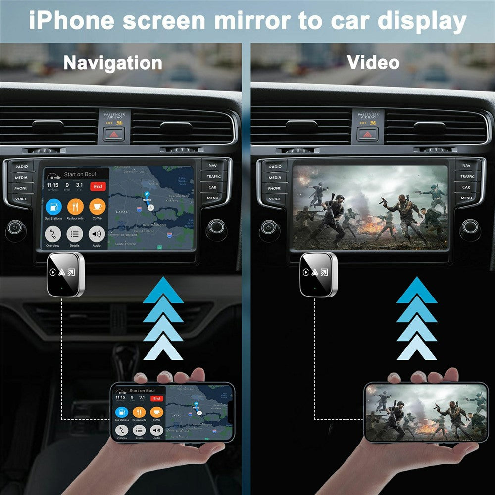 TYS-4222M 3-i-1 Spejl Trådløs CarPlay Adapter til biler med CarPlay/Android Auto Kablet til Trådløs Konverter Understøtter Airplay