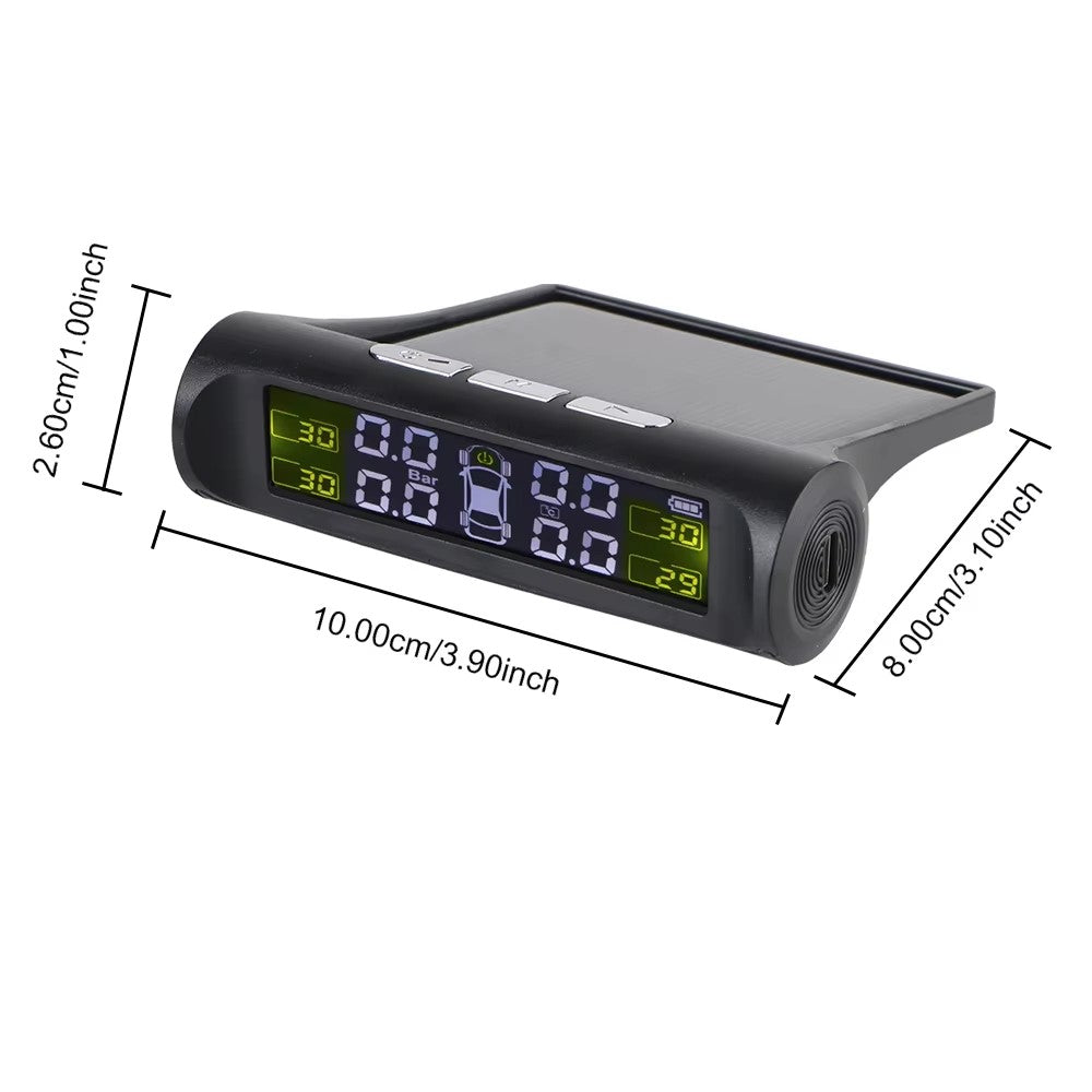 T26 Solar Powered TPMS Buzzer Alert Tire Pressure Monitoring System with 4 External Sensors, Basic Version