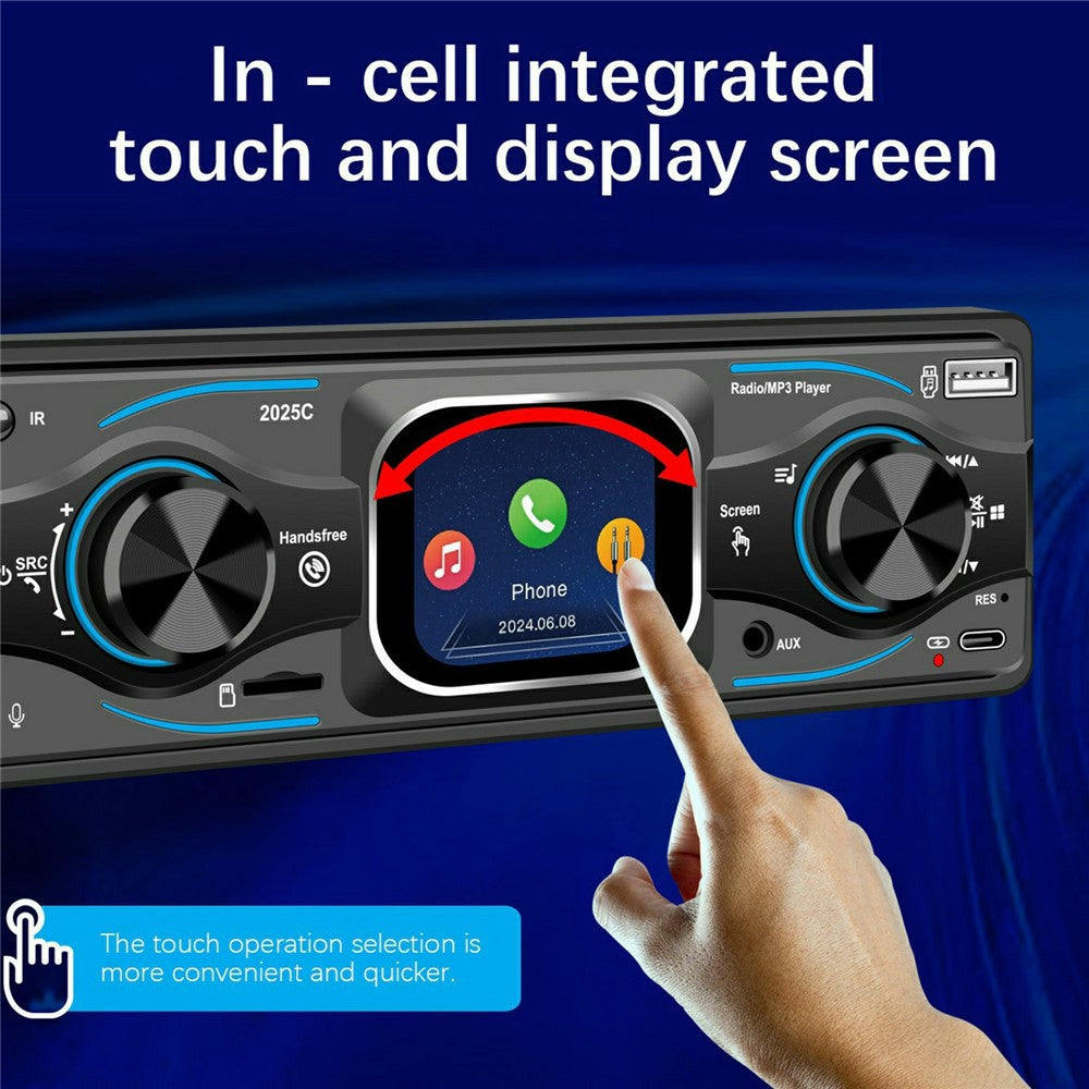 2025C Single DIN Bilradio MP3-afspiller med 2,2 Tommer Touchskærm Bluetooth-kompatibel Højttaler FM-radio