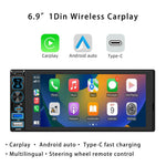 6292W 6.9 Inch Touchscreen Single DIN Car Stereo Radio Bluetooth-compatible Wireless CarPlay Android Auto FM Radio