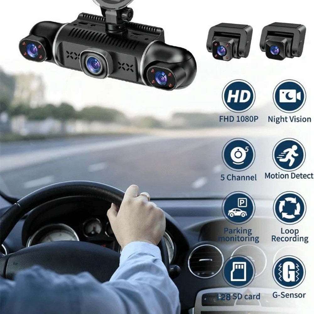 2K + 1080Px4 5 kanaler 3,0-tums skärm bil dashcam 24-timmars parkeringsövervakning mörkerseende WiFi-kamera stöd OBD