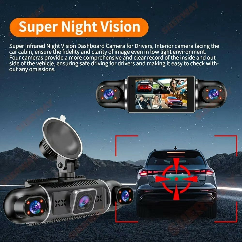 2K + 1080Px4 5 kanaler 3,0-tums skärm bil dashcam 24-timmars parkeringsövervakning mörkerseende WiFi-kamera stöd OBD