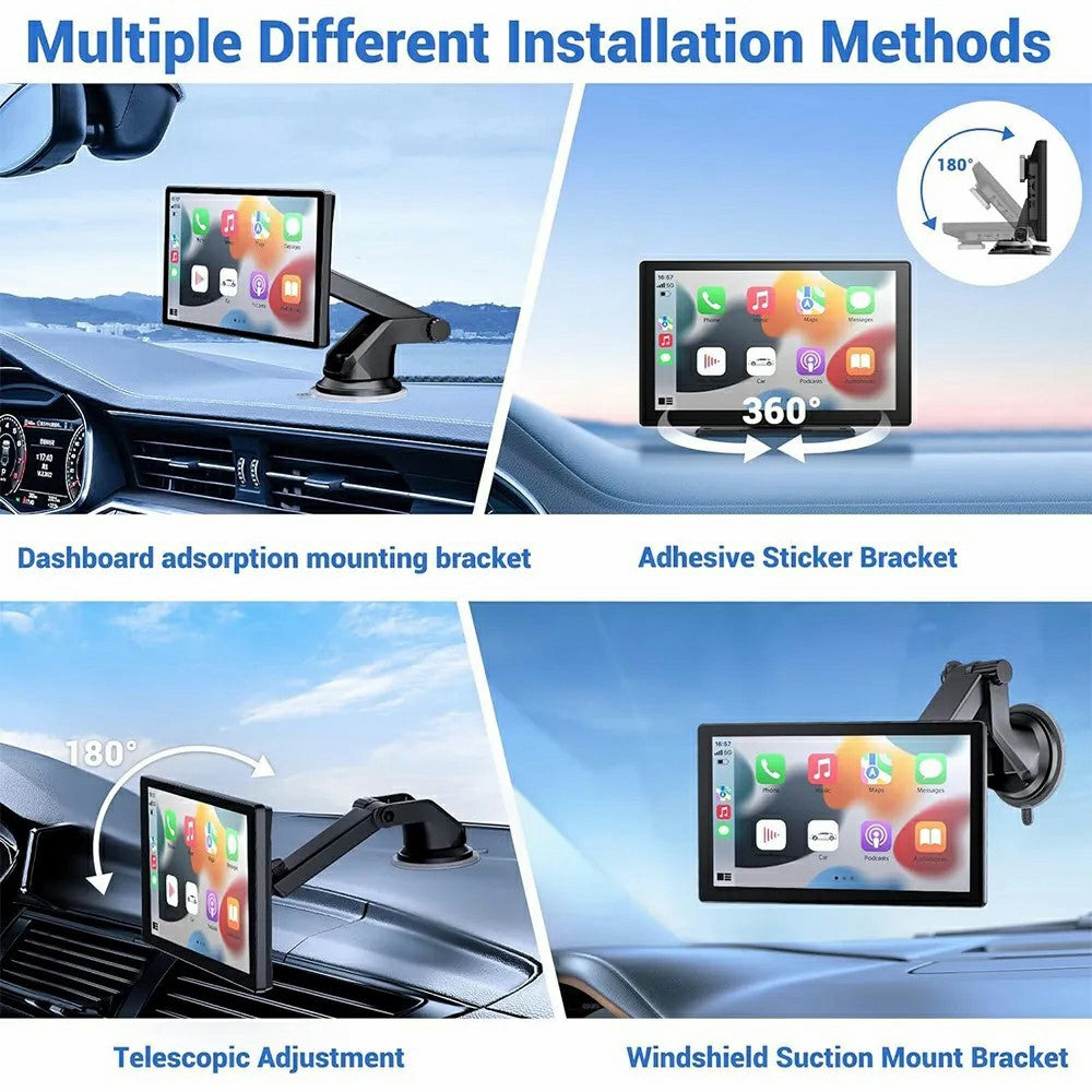 9 Inch Large Screen Allwinner V553 Wireless CarPlay Screen Multimedia Player with 4K + 1080P Front and Rear Dual Recording Dash Cam
