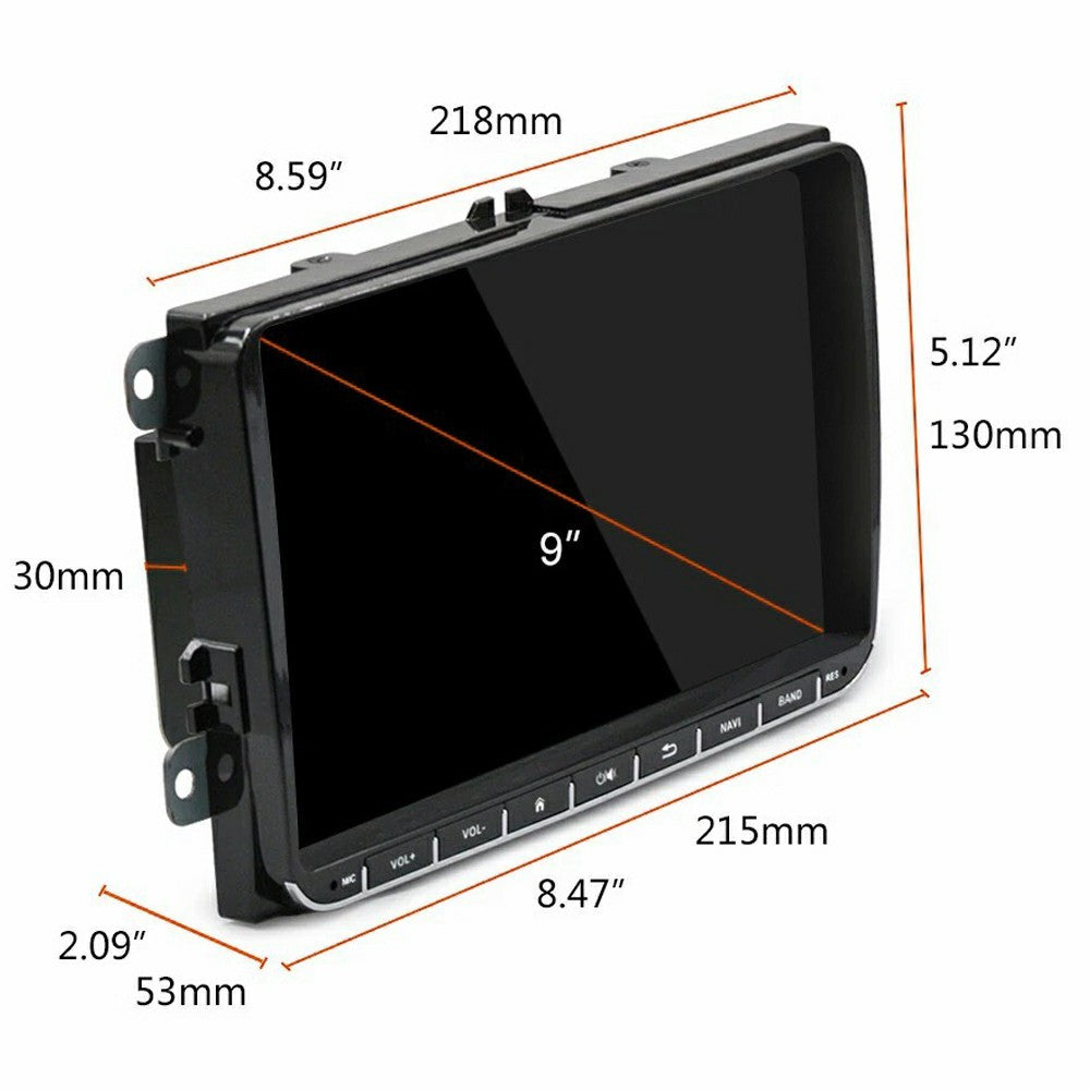 9 Inch CarPlay Android 9.0 Quad Core GPS Navigation Car Stereo Multimedia Player for Volkswagen 2003-2016, 2+32GB