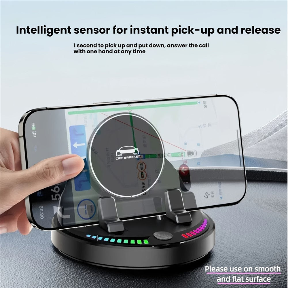 15W Wireless Fast Charger Auto Clamp 360 Degree Rotatable Car Dashboard Mount Phone Holder Bracket