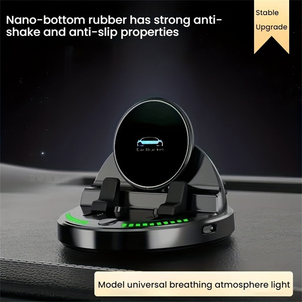 15W Wireless Fast Charger Auto Clamp 360 Degree Rotatable Car Dashboard Mount Phone Holder Bracket