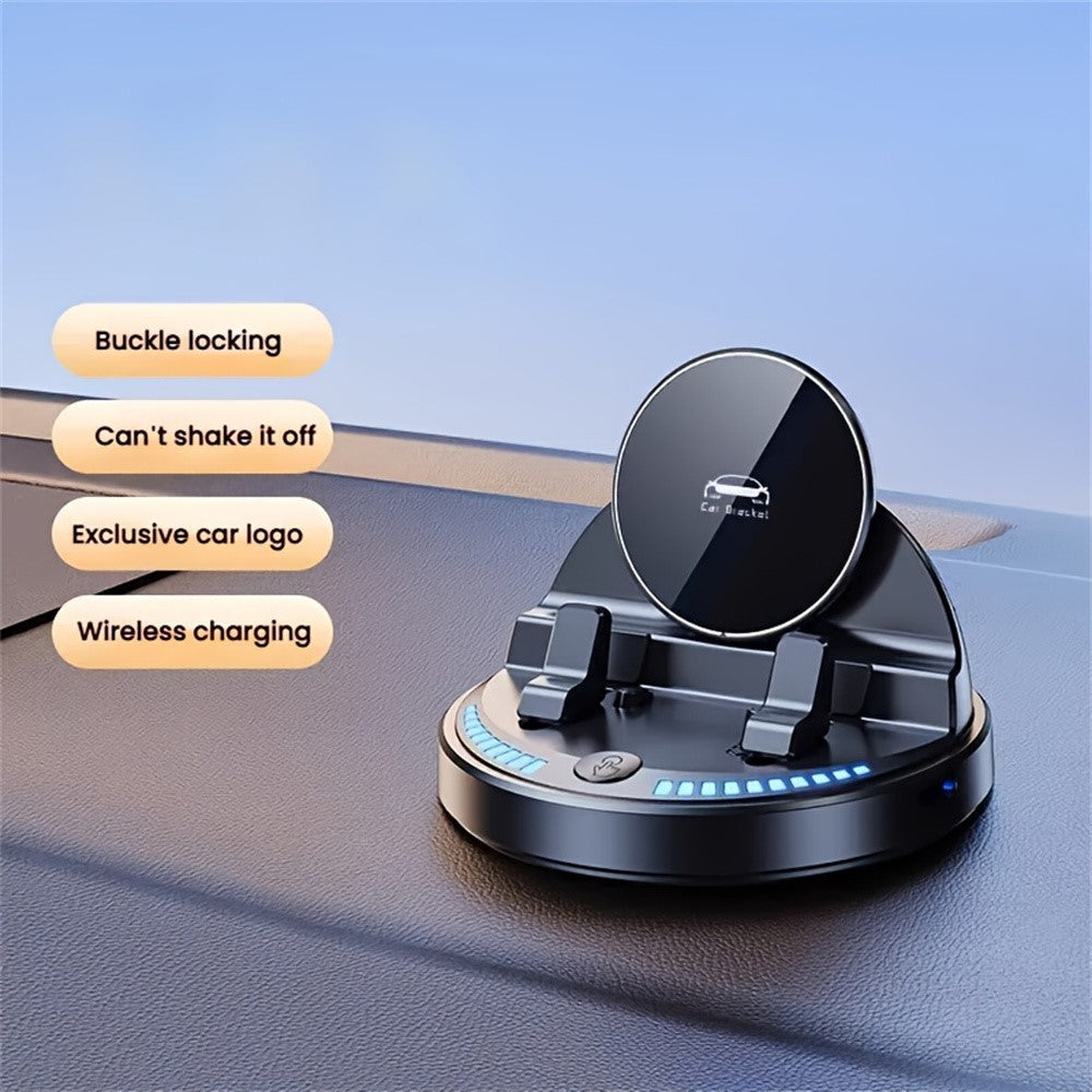 15W Wireless Fast Charger Auto Clamp 360 Degree Rotatable Car Dashboard Mount Phone Holder Bracket