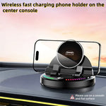 15W Wireless Fast Charger Auto Clamp 360 Degree Rotatable Car Dashboard Mount Phone Holder Bracket
