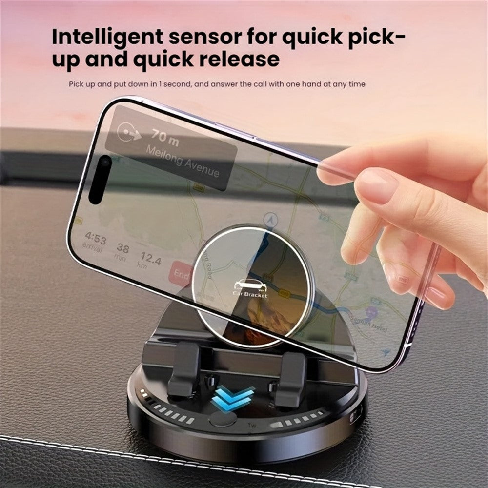 15W Wireless Fast Charger Auto Clamp 360 Degree Rotatable Car Dashboard Mount Phone Holder Bracket