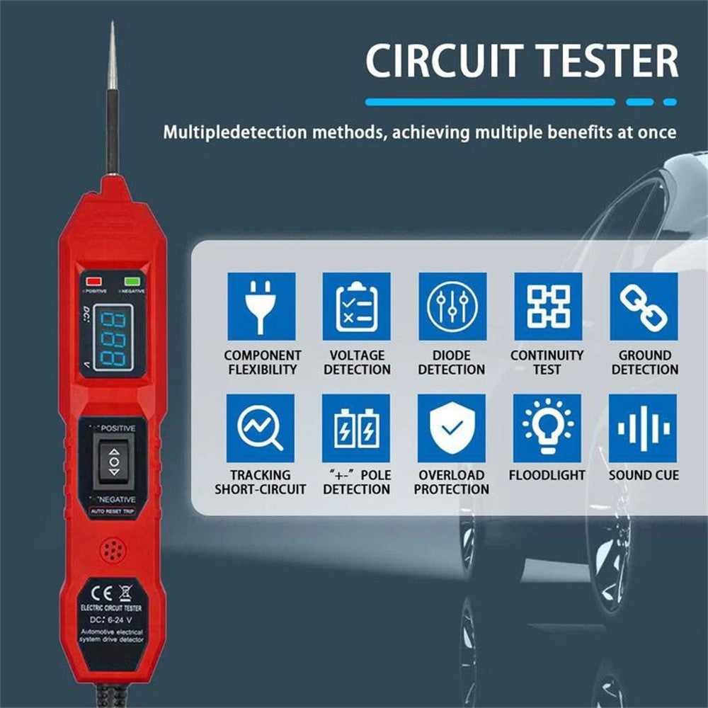 LCD-skærm Bilbatteri Kredsløbstester 3.5-40V DC Automotive Elektrisk System Diagnoseværktøj