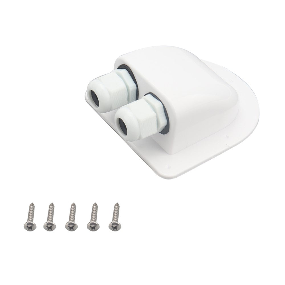 A6098 Solar Panel White Double Cable Entry Gland Box Waterproof RV Camper Solar Entry Housing with Screws