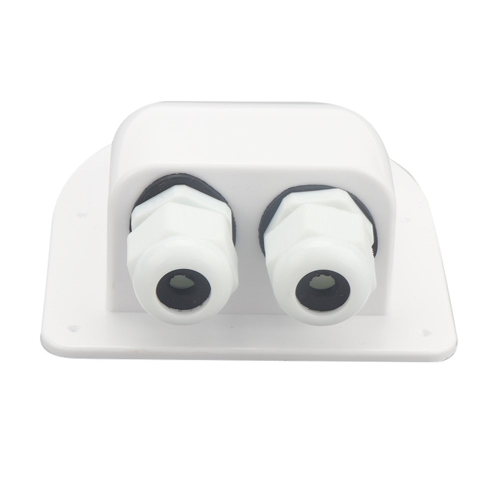 A6098 Solar Panel White Double Cable Entry Gland Box Waterproof RV Camper Solar Entry Housing with Screws