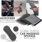 9Pcs Car Wash Kit Microfiber Towel Sponge Wax Applicator Wheel Brush Scratch Free Cleaning Set