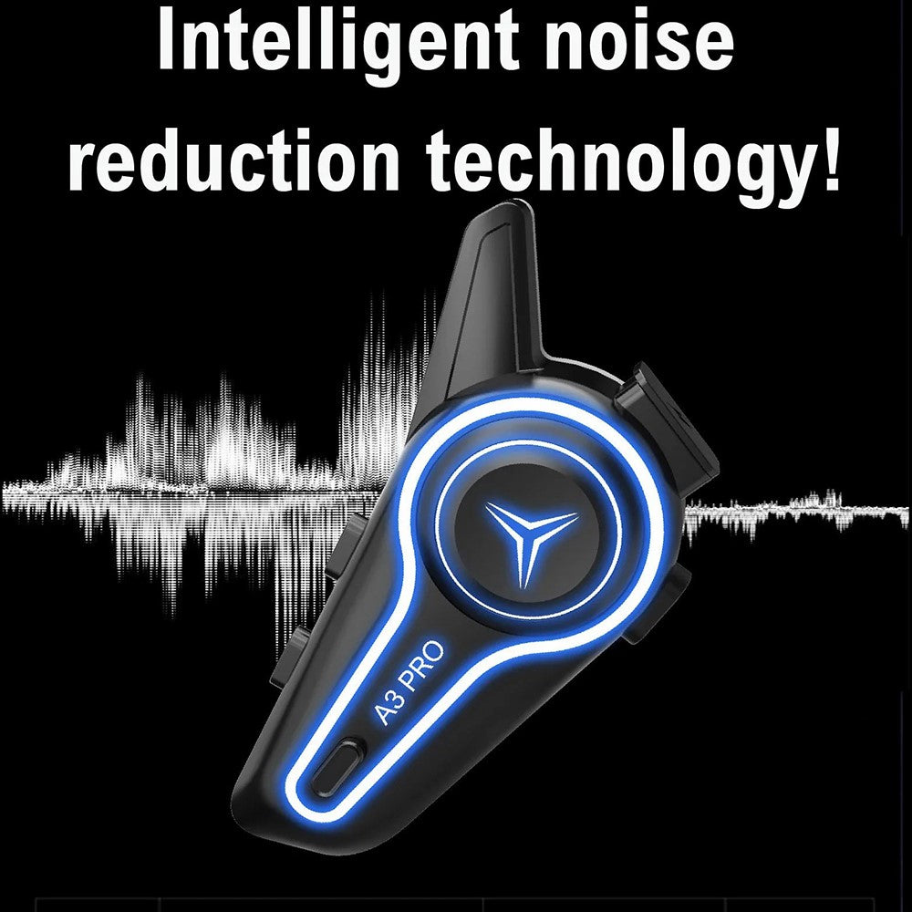 A3 PRO Motorcycle Helmet Bluetooth-compatible Intercom Headset with Hard Mic 1000m Range IP67 Waterproof Interphone