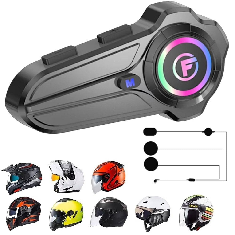 F10 PRO Motorcykelhjelm Bluetooth-kompatibelt intercom-headset med hård mikrofon, IP67 vandtæt, 1000m rækkevidde, tovejskommunikation, interphone