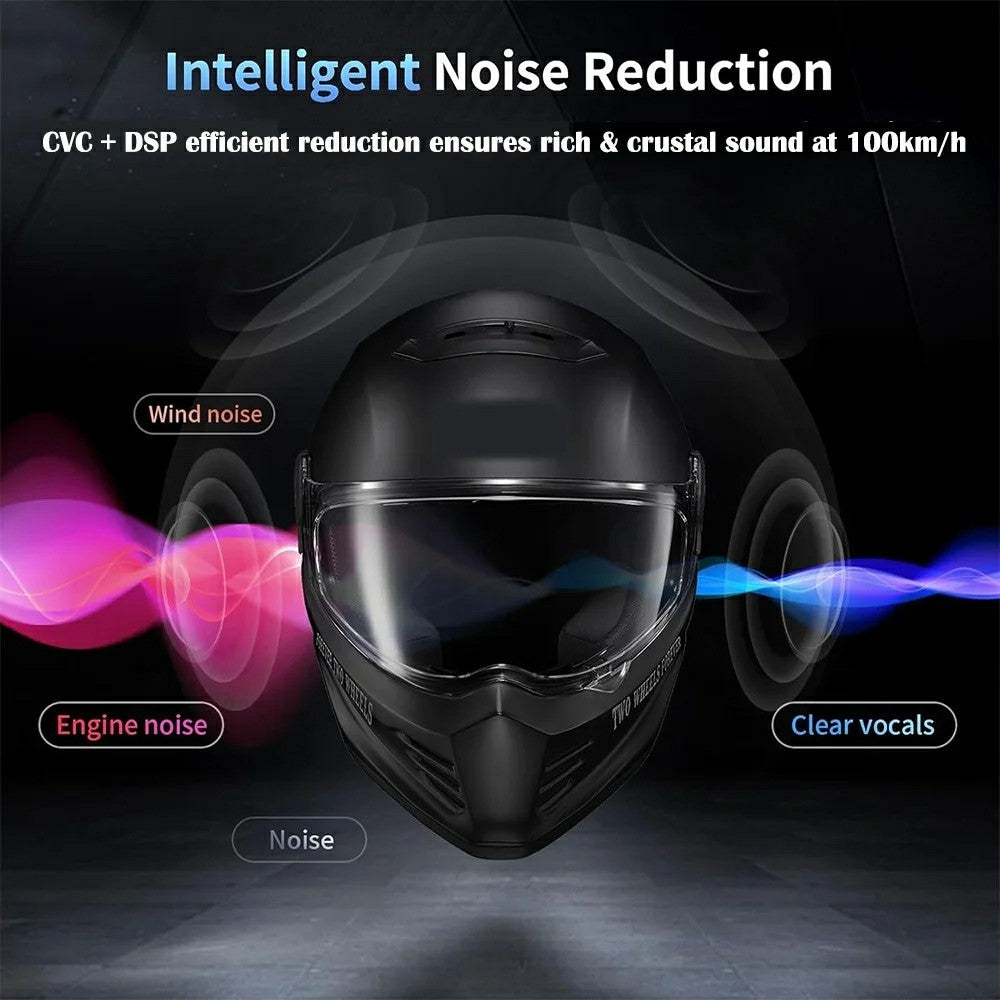 F10 PRO Motorcykelhjelm Bluetooth-kompatibelt intercom-headset med hård mikrofon, IP67 vandtæt, 1000m rækkevidde, tovejskommunikation, interphone