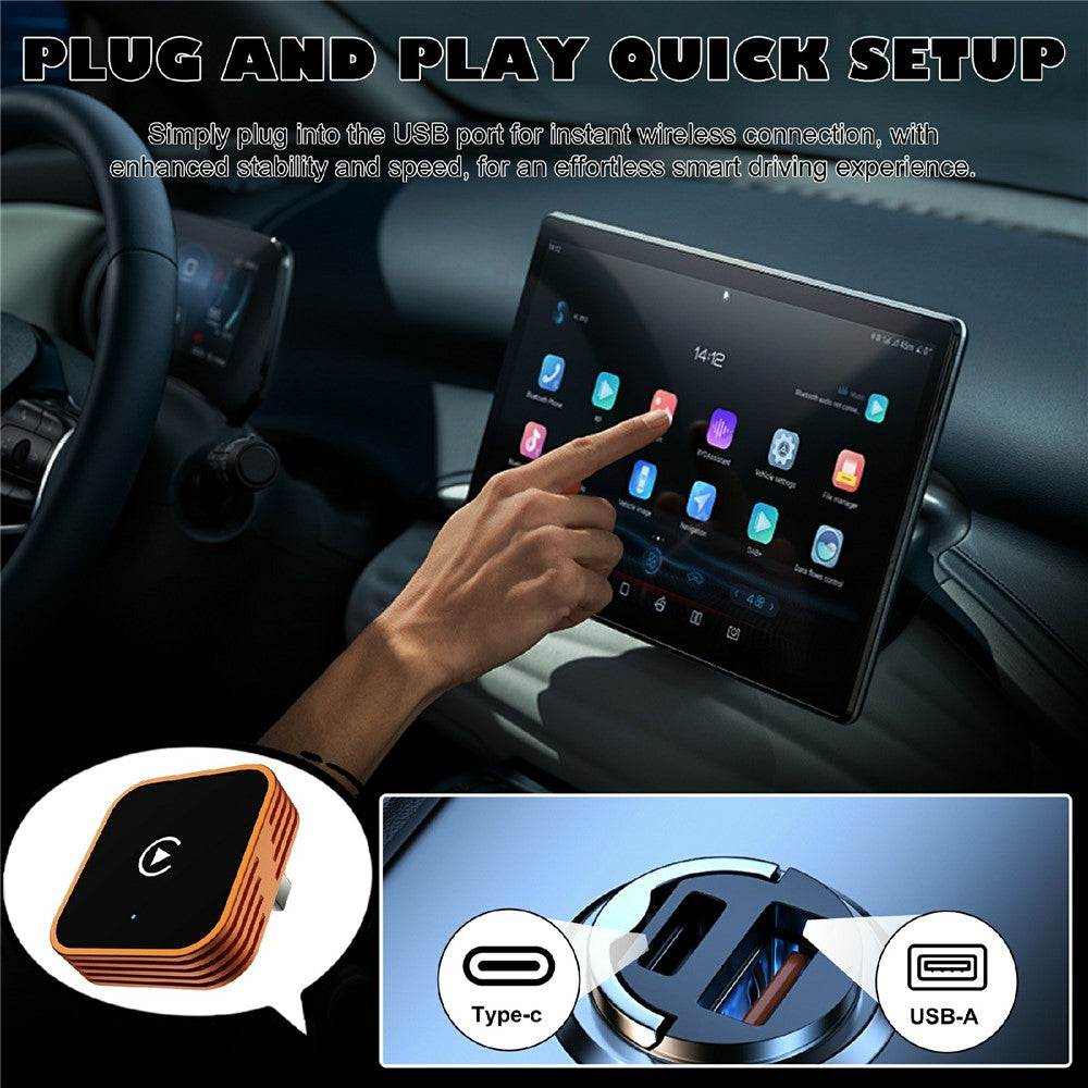 CP030-3 2-i-1 Trådløs CarPlay Android Auto Adapter Plug and Play Bil AI-boks til iPhone Android