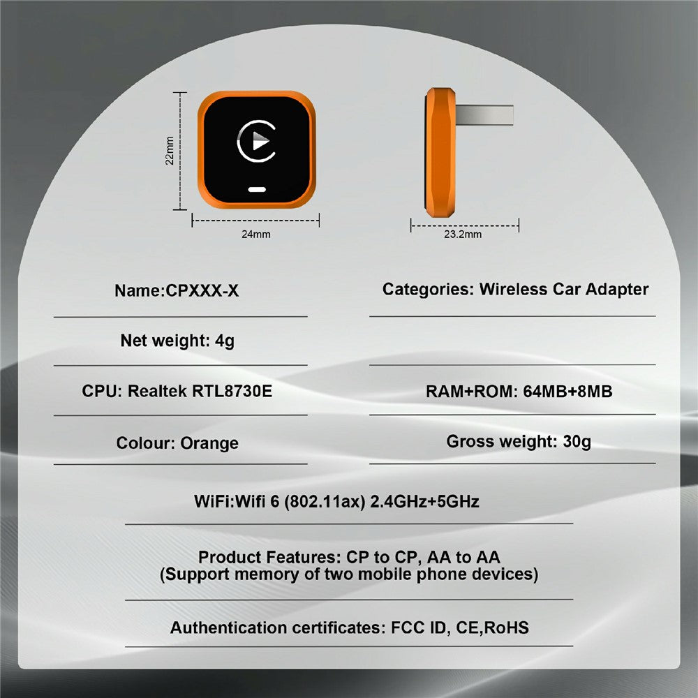 CP030-5 2 in 1 Wireless CarPlay Android Auto Adapter WiFi 6 Dual Band USB Dongle Car AI Box