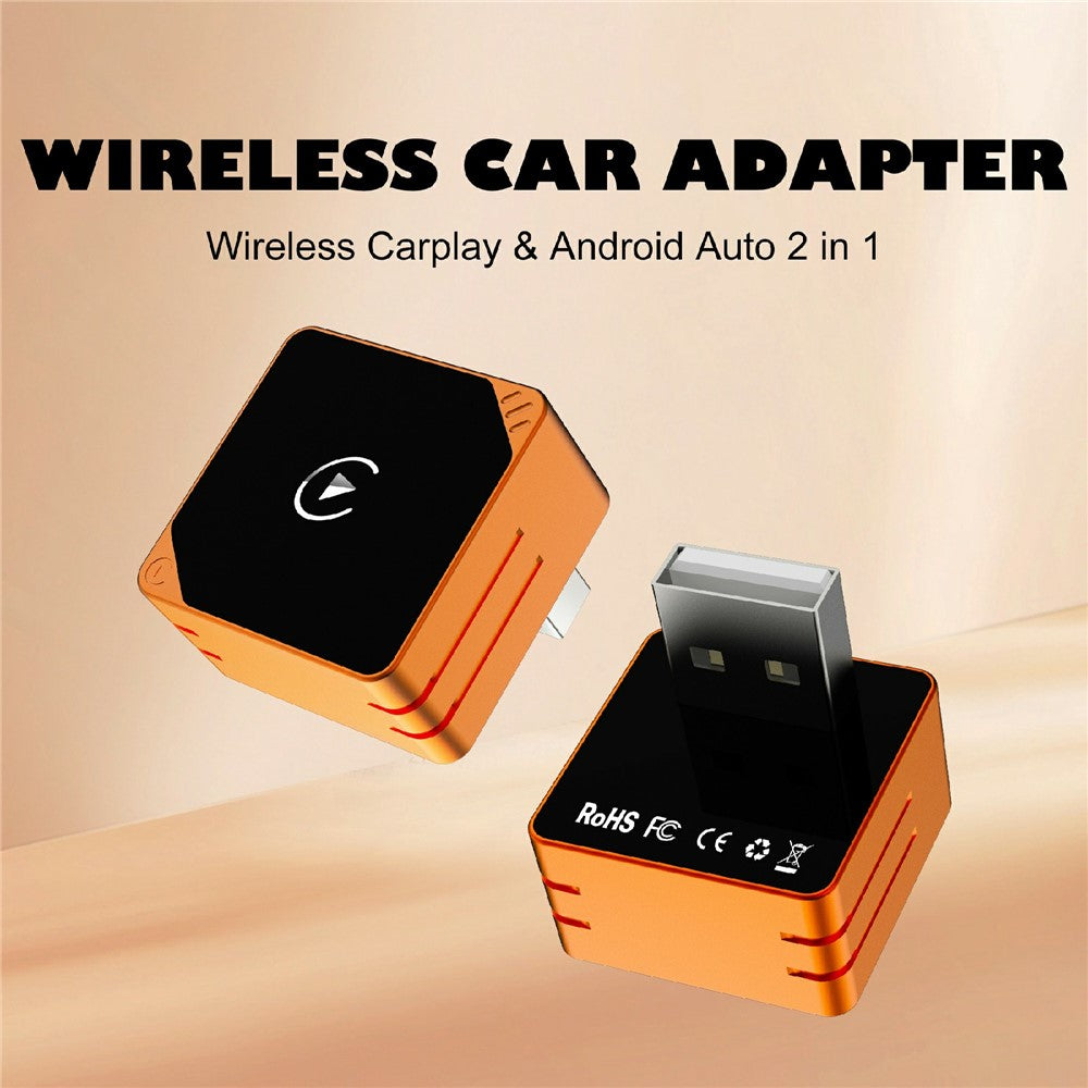 CP031-2 2-i-1 Trådløs Biladapter CarPlay Android Auto Plug and Play USB-dongle til iPhone Android