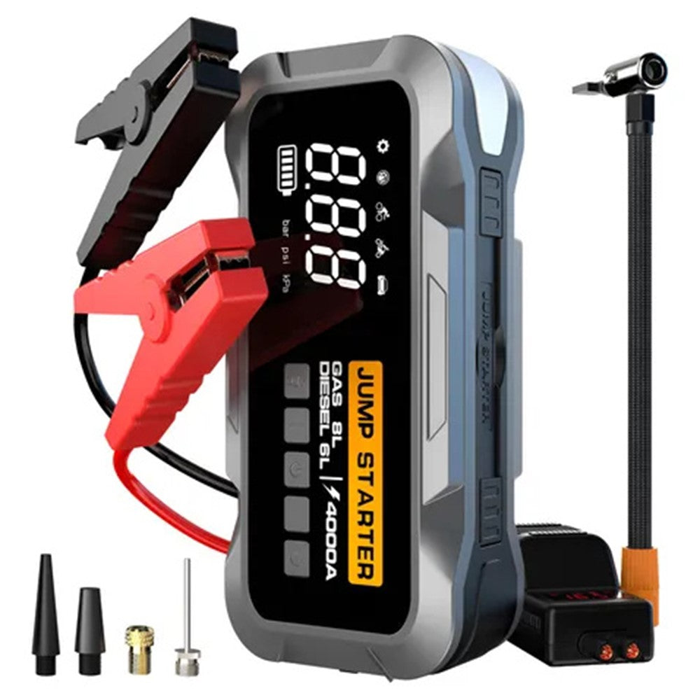 CY97 12000mAh Car Jump Starter with Air Compressor 150PSI Tire Inflator with LED Emergency Light