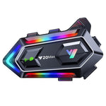 Y20MAX IPX6 Vandtæt RGB-belysning Motorcykelhjelm Bluetooth-kompatibel Intercom Headset med Hård Mikrofon