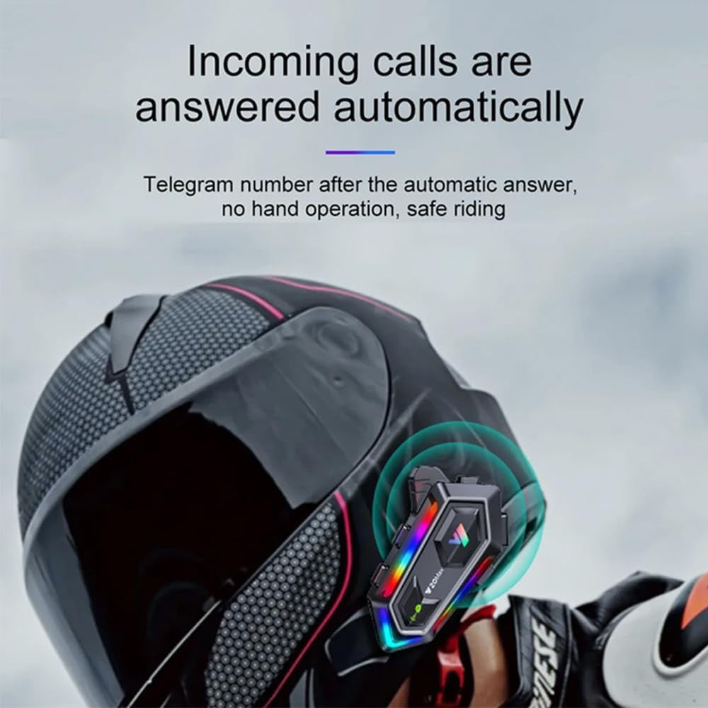 Y20MAX IPX6 Vandtæt RGB-belysning Motorcykelhjelm Bluetooth-kompatibel Intercom Headset med Hård Mikrofon