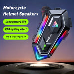 Y20MAX IPX6 Vandtæt RGB-belysning Motorcykelhjelm Bluetooth-kompatibel Intercom Headset med Hård Mikrofon