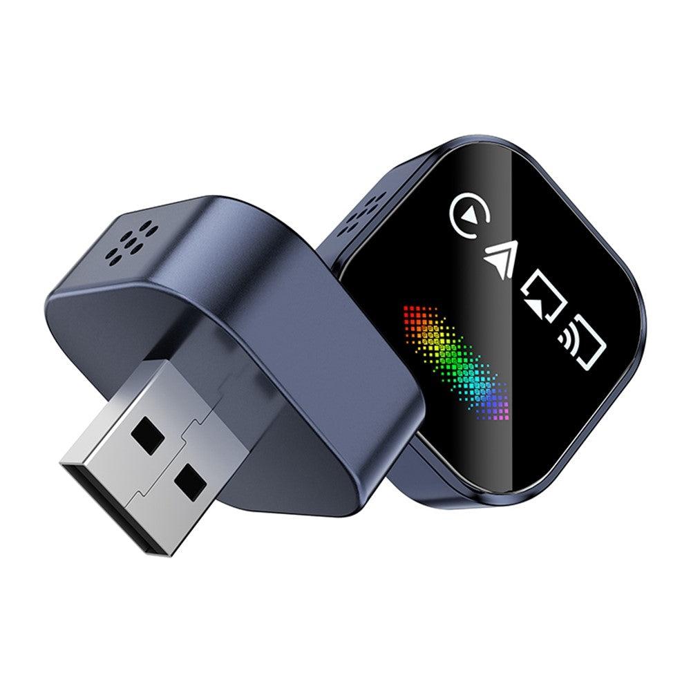 Q1A 4-i-1 Kablet til Trådløs CarPlay Android Auto Adapter USB Dongle Understøtter AirPlay og Mirror Link, med Åndedrætslys