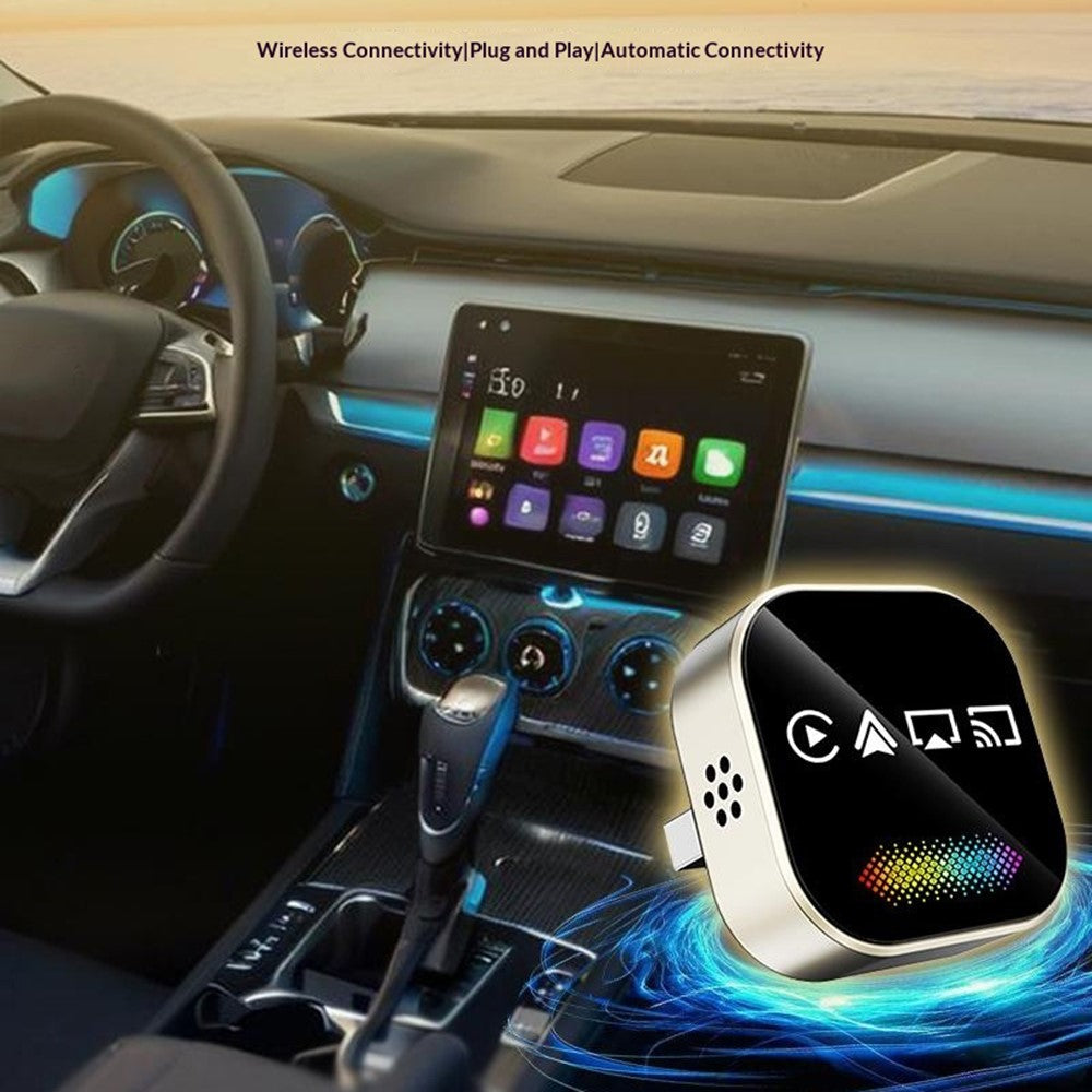 Q1A 4-i-1 Kablet til Trådløs CarPlay Android Auto Adapter USB Dongle Understøtter AirPlay og Mirror Link, med Åndedrætslys