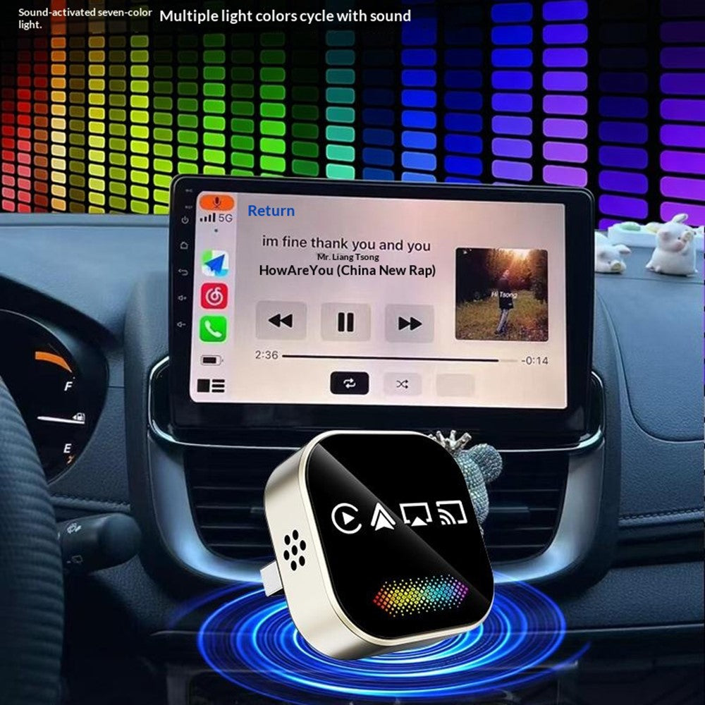 Q1A 4-i-1 Kablet til Trådløs CarPlay Android Auto Adapter USB Dongle Understøtter AirPlay og Mirror Link, med Åndedrætslys