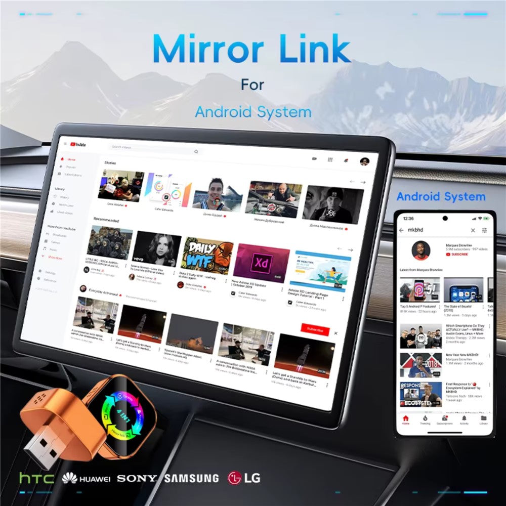 Q1A 4 in 1 CarPlay Android Auto AirPlay Mirror Link Adapter Bluetooth-compatible / WiFi Wireless AI Box USB Dongle