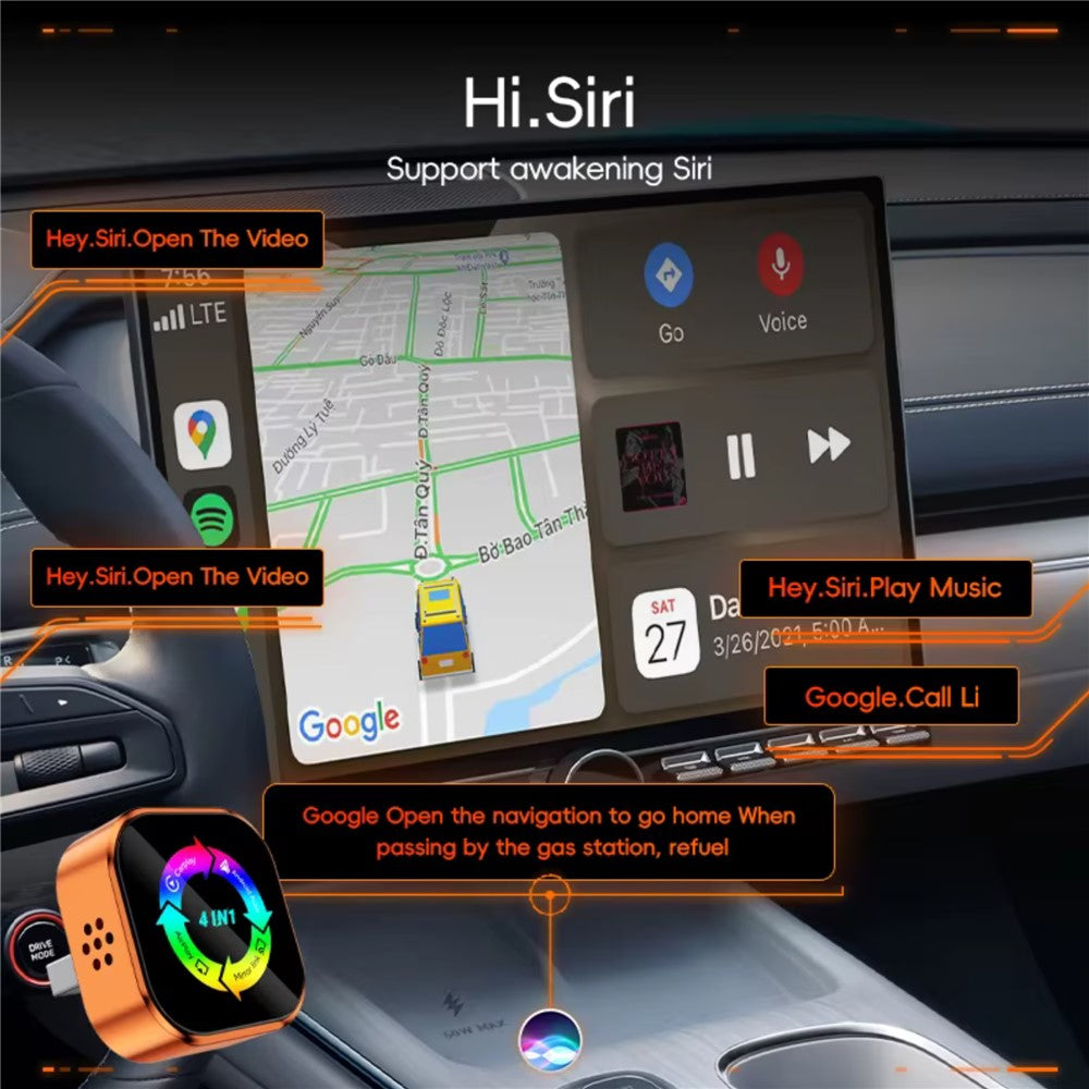Q1A 4 in 1 CarPlay Android Auto AirPlay Mirror Link Adapter Bluetooth-compatible / WiFi Wireless AI Box USB Dongle
