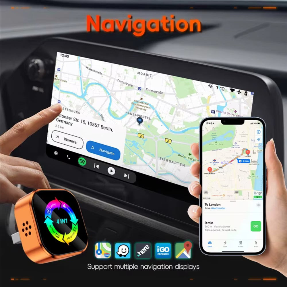 Q1A 4 in 1 CarPlay Android Auto AirPlay Mirror Link Adapter Bluetooth-compatible / WiFi Wireless AI Box USB Dongle