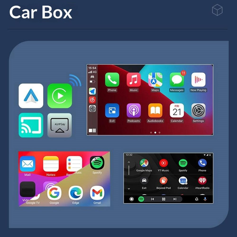 Q1AS 4-i-1 Trådløs CarPlay Android Auto AirPlay MirrorLink Adapter Bluetooth-kompatibel / WiFi USB-dongle