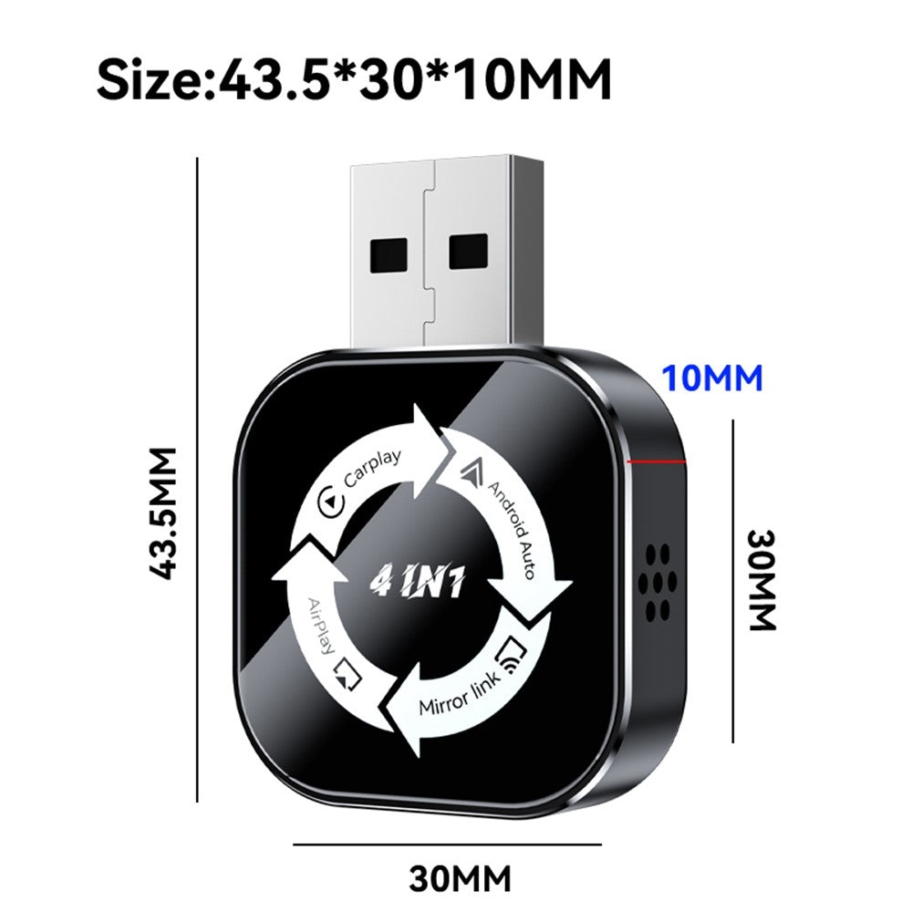 Q1AS 4-i-1 Trådløs CarPlay Android Auto AirPlay MirrorLink Adapter Bluetooth-kompatibel / WiFi USB-dongle