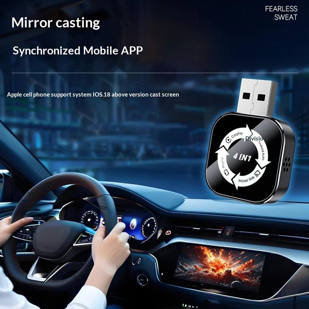 Q1AS 4-i-1 Trådløs CarPlay Android Auto AirPlay MirrorLink Adapter Bluetooth-kompatibel / WiFi USB-dongle