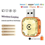 Q1AS 4-in-1 Diamond Cut Wireless CarPlay Adapter Wired to Wireless Android Auto AirPlay Mirror Link USB Dongle