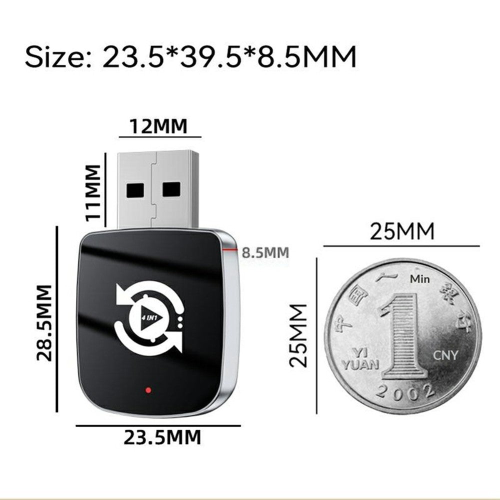 Q1U 4-i-1 Trådløs CarPlay Smart AI-boks Kablet til Trådløs CarPlay Android Auto AirPlay Mirror Link USB-dongle