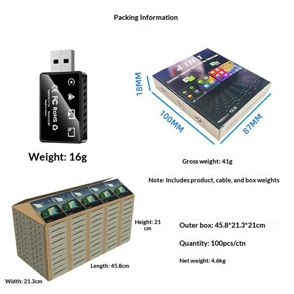 Q1BP 4 in 1 Wireless CarPlay Adapter AirPlay Mirror Link CarPlay Android Auto USB Dongle
