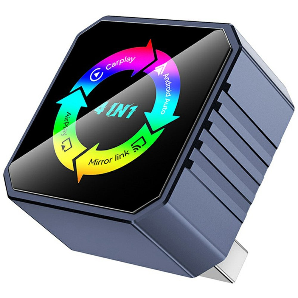 Q1BVS 4 in 1 Wired to Wireless CarPlay Adapter Android Auto Airplay Mirror Link AirPlay USB Dongle Smart AI Box
