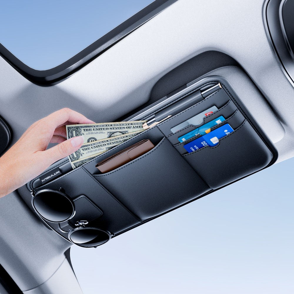 Car Sun Visor Organizer Multi-Function Storage Bag Glasses Card Holder Document Storage Pouch