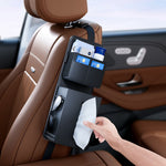 Car Seat Side Tissue Box Holder Hanging Organizer Multi-Functional Storage Bag for Universal Vehicle Interior