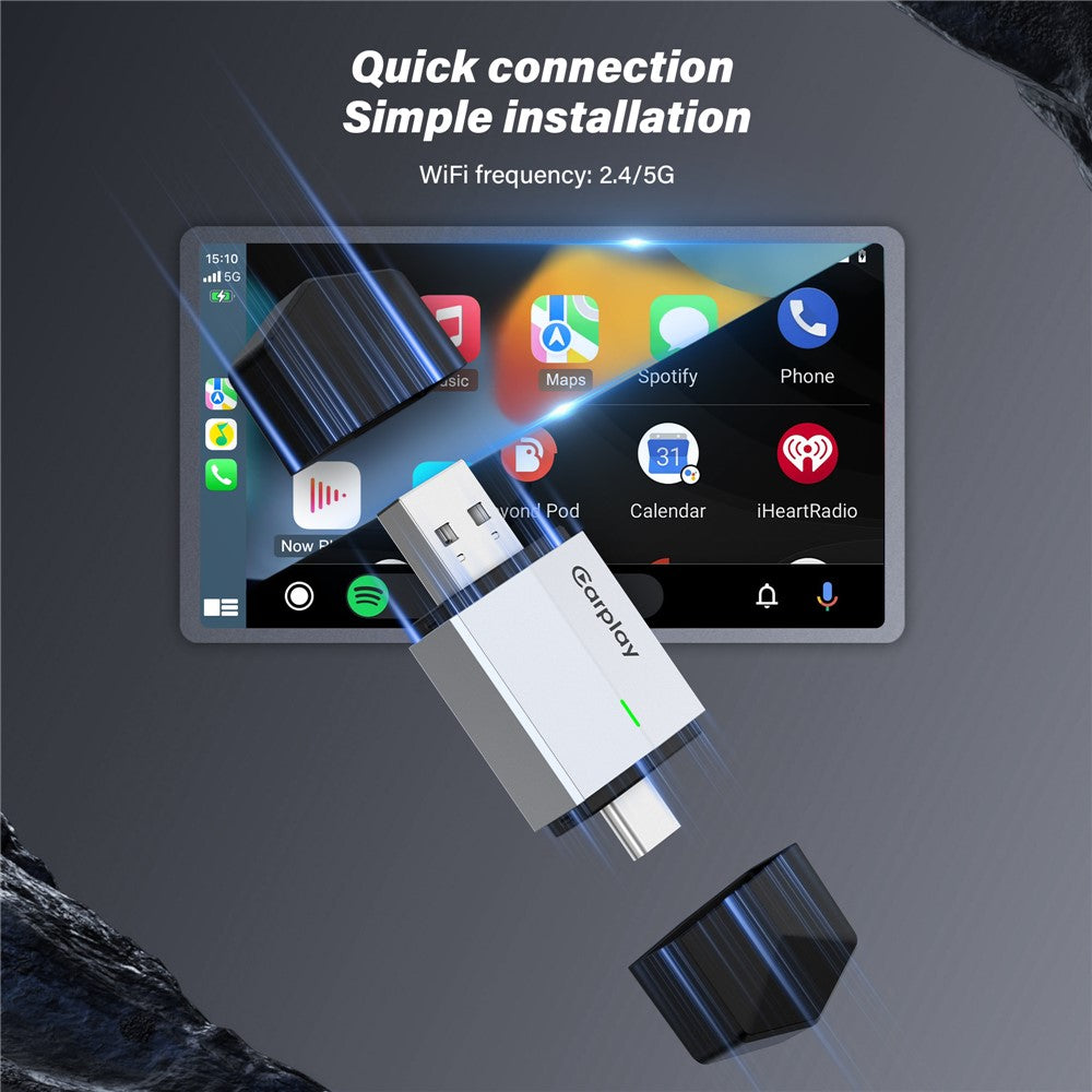 TYS-4262AC 2-in-1 Wireless CarPlay Android Auto Adapter Bluetooth-compatible WiFi USB-A USB-C Dual Interface Dongle