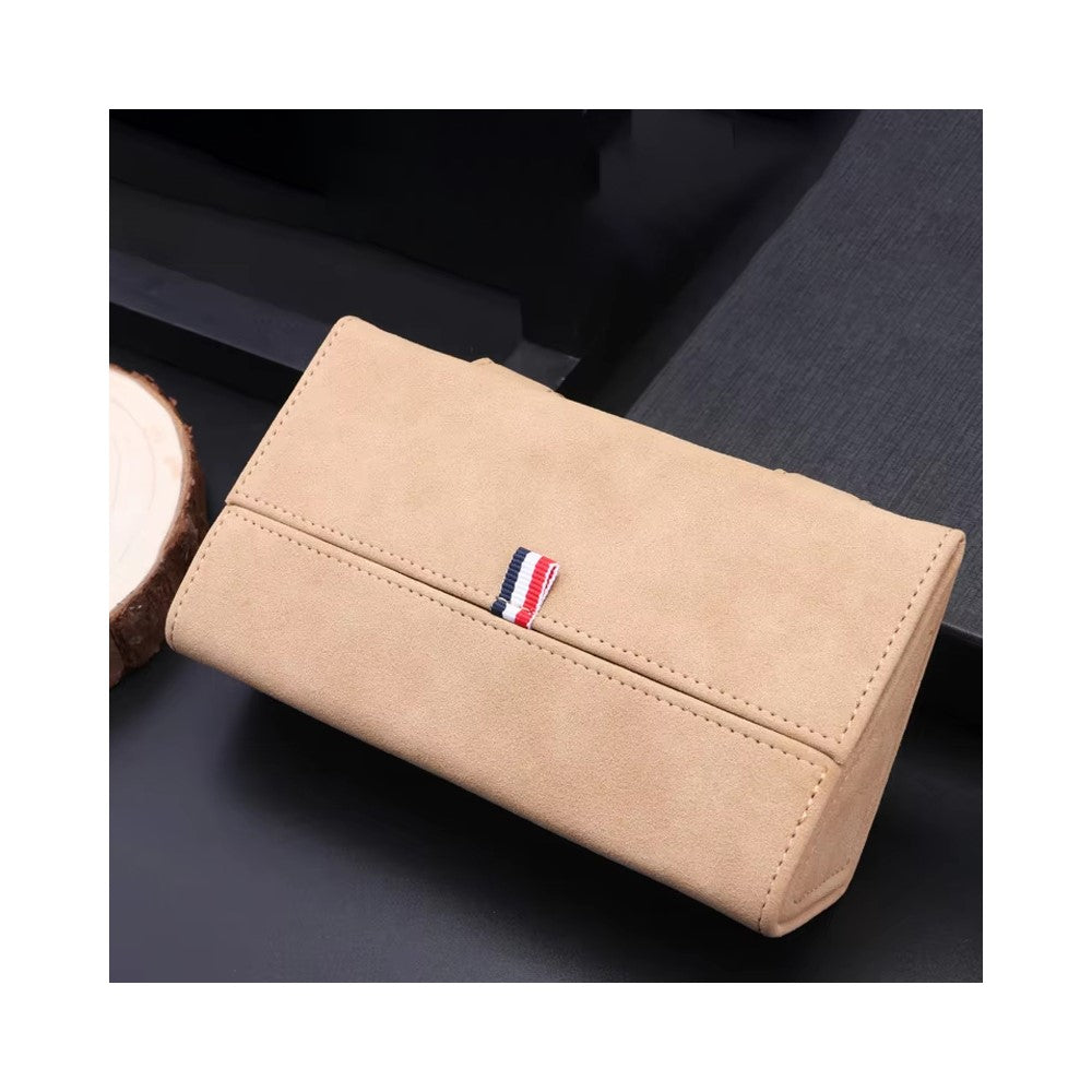 Large Size Car Sun Visor Organizer Box Suede Clip-on Magnetic Eyeglasses Case Card Holder