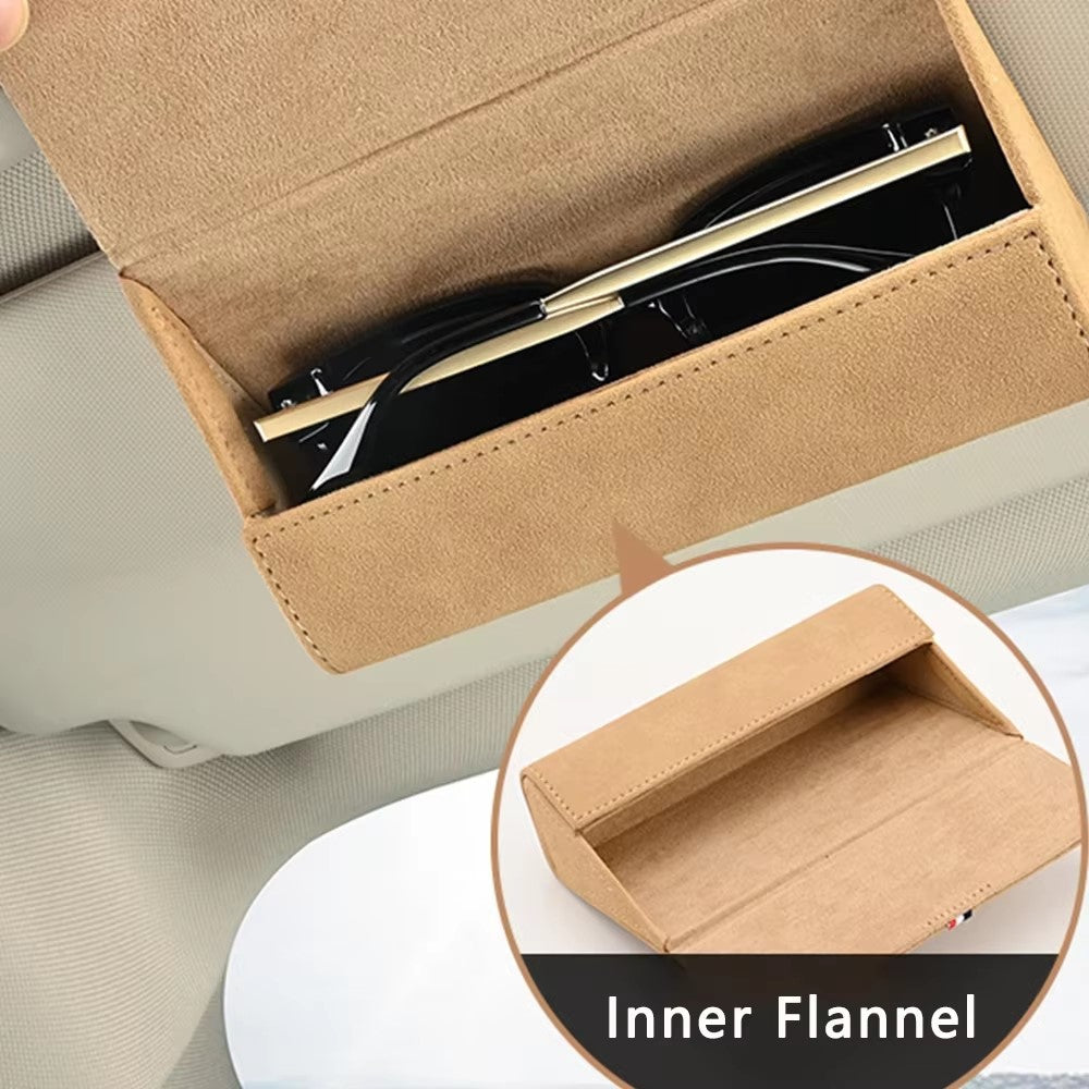 Large Size Car Sun Visor Organizer Box Suede Clip-on Magnetic Eyeglasses Case Card Holder