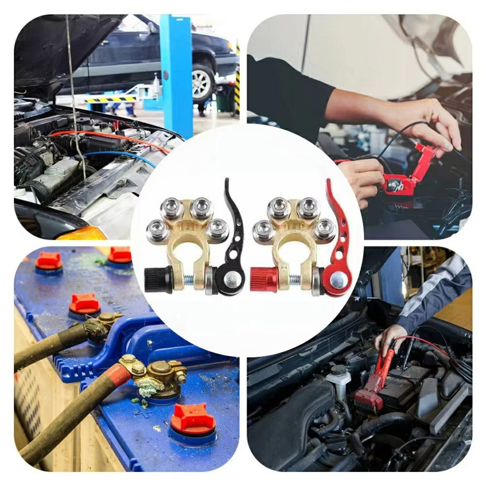 2 st snabbkopplingsbatteriterminaler 4-vägs bilbatteriterminalklämmor 12V/24V batteriterminalkontakter för bil, lastbil, husvagn