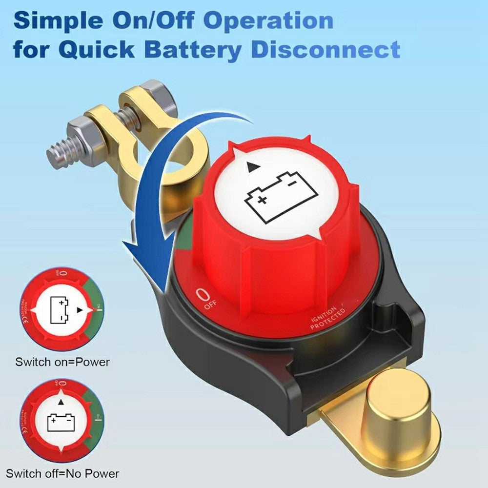 12V / 24V Battery Disconnect Switch Top Post Negative Terminal Master Switch for Car Truck RV Boat