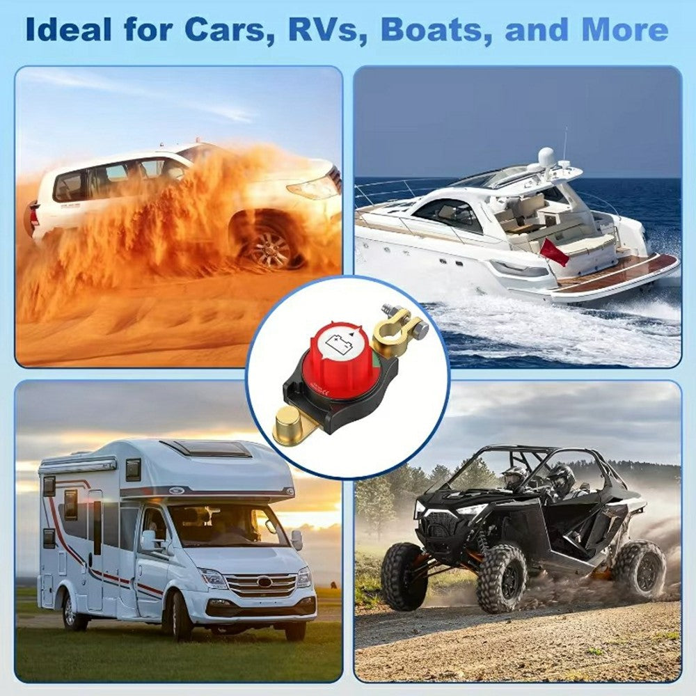 12V / 24V Battery Disconnect Switch Top Post Negative Terminal Master Switch for Car Truck RV Boat
