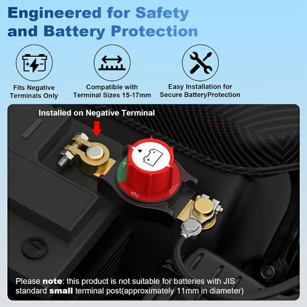 12V / 24V Battery Disconnect Switch Top Post Negative Terminal Master Switch for Car Truck RV Boat