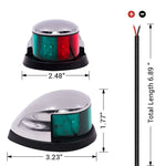 12-LED Marine Navigation Light Boat Signal Light IP67 Waterproof Red Green Bow Light for Yacht Sailing